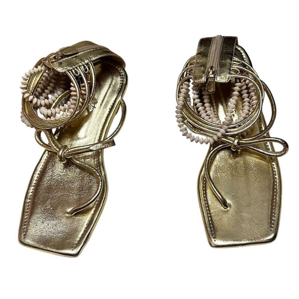 Johanna Ortiz Beaded Gladiator Sandal in Gold NWOB Size 39/9